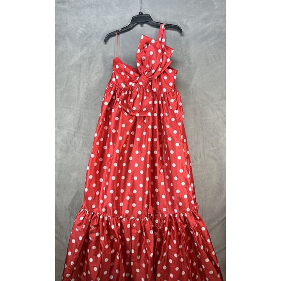 Anthropologie Astu Sally Bow Midi Dress Size Medium Red Polka Dot - Picture 3 of 10